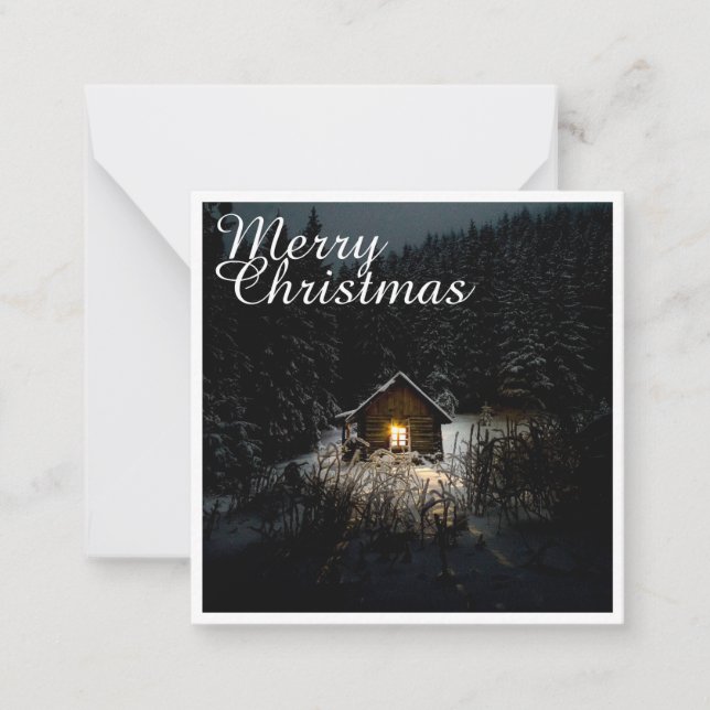 Tarjeta Pequeña Saludos de Navidad con Casa de Bruja (Anverso)