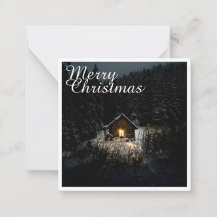 Tarjeta Pequeña Saludos de Navidad con Casa de Bruja