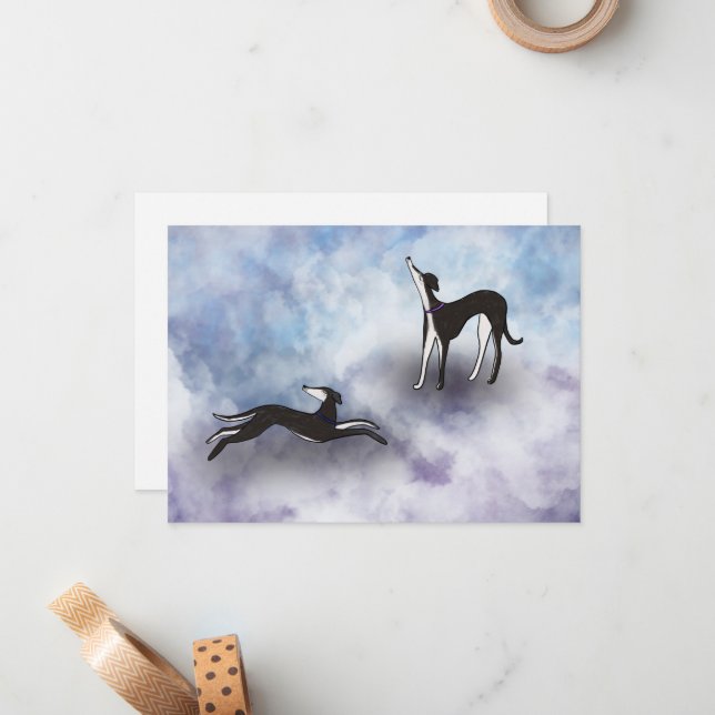 Tarjeta Pequeña Saluki Greyhound cielo (Anverso/Reverso In Situ)