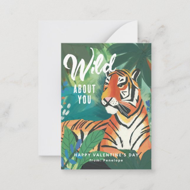 Tarjeta Pequeña Salvaje sobre ti El día de San Valentín de tigres  (Anverso)