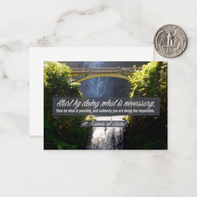 Tarjeta Pequeña San Francisco de Asís citando a Inspirador "Hacien (Anverso/Reverso In Situ)