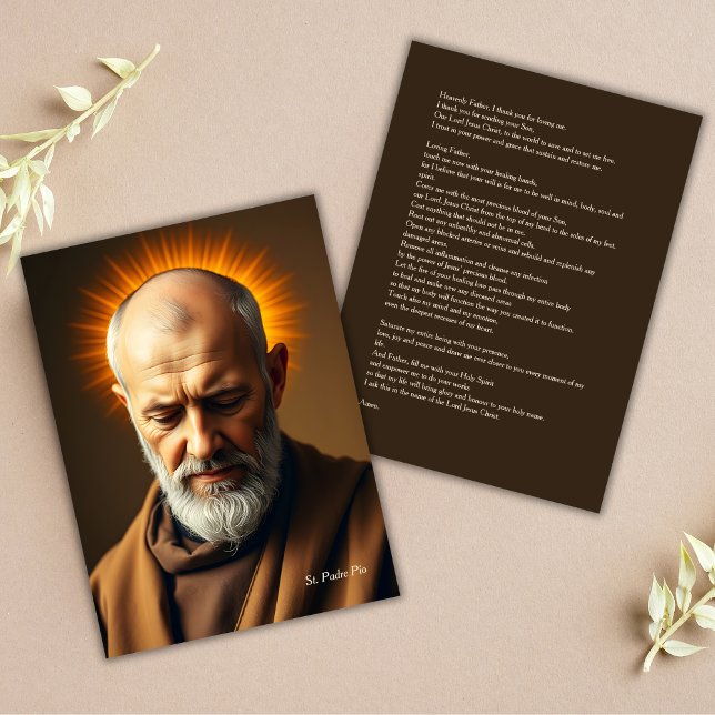 Tarjeta Pequeña San Padre Pío La Oración Sanadora Más Poderosa (Christian St Padre Pio The Most Powerful Healing Prayer Note Card)