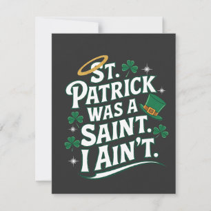 Tarjeta Pequeña San Patricio era un santo, no soy gracioso