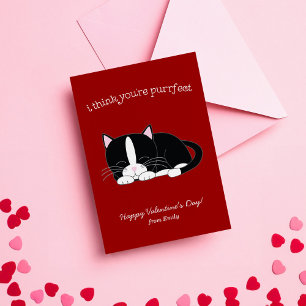 Tarjeta Pequeña San Valentín de clase Cute Tuxedo Cat