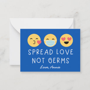 Tarjeta Pequeña San Valentín de clase de emoji - Azul