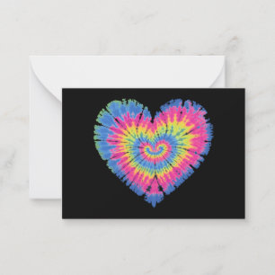 Tarjeta Pequeña San Valentín de Tie Dye Corazones Coloridos Día