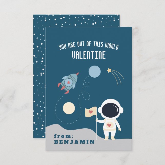 Tarjeta Pequeña San Valentín espacial (Anverso / Reverso)