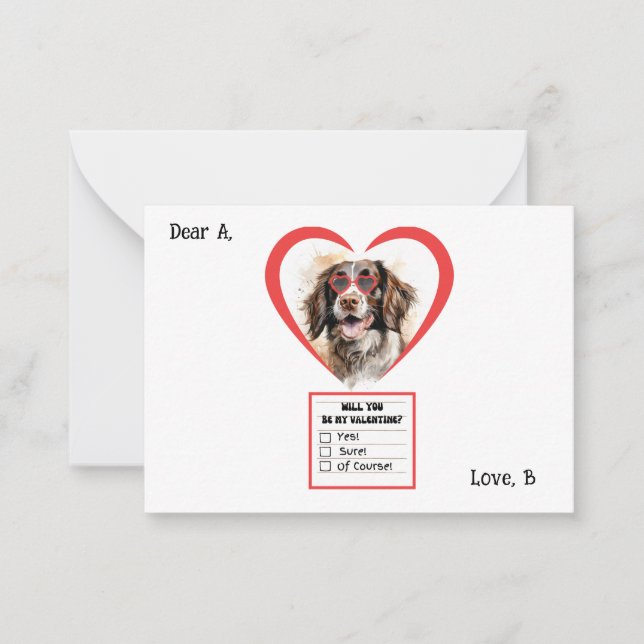 Tarjeta Pequeña San Valentín personalizable del English Springer S (Anverso)