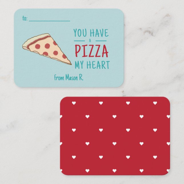Tarjeta Pequeña San Valentín Pizza de mi corazón (Anverso / Reverso)