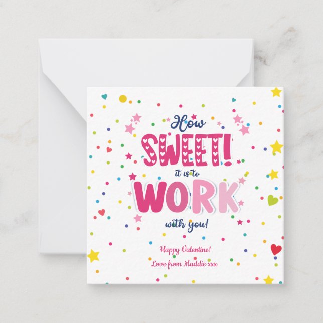 Tarjeta Pequeña San Valentín: Qué dulce es trabajar contigo (Anverso)