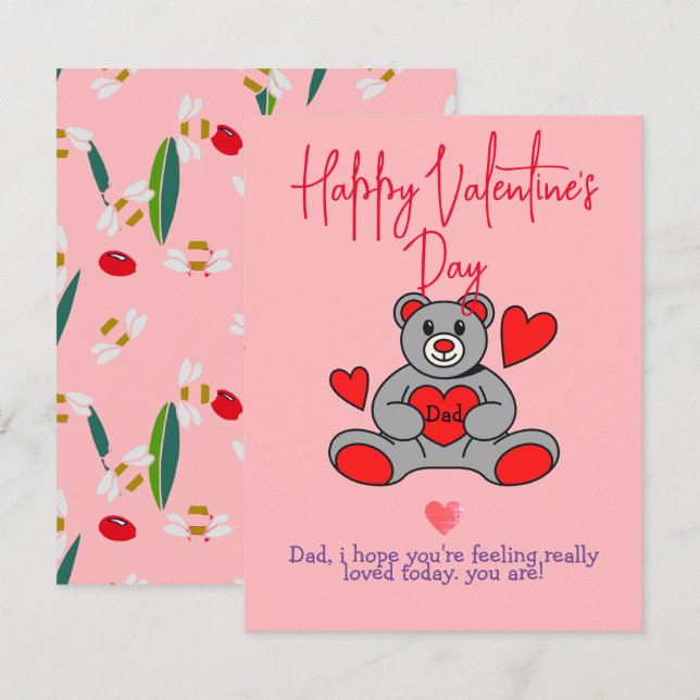 Tarjeta Pequeña San Valentín rosa simple y elegante, dulce para fa (Anverso / Reverso)