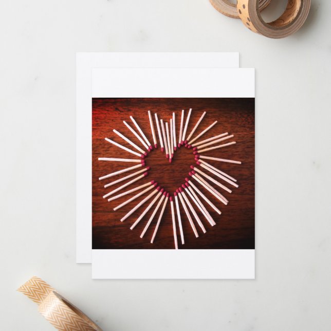 Tarjeta Pequeña San Valentín, Rústico, corazón hecho a mano, Tarje (Anverso/Reverso In Situ)