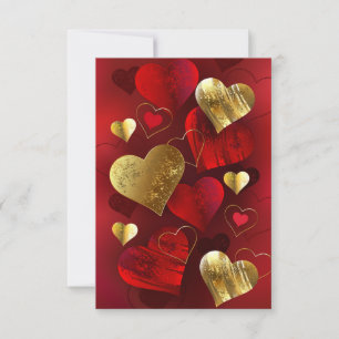 Tarjeta Pequeña San Valentines dorados y rojos