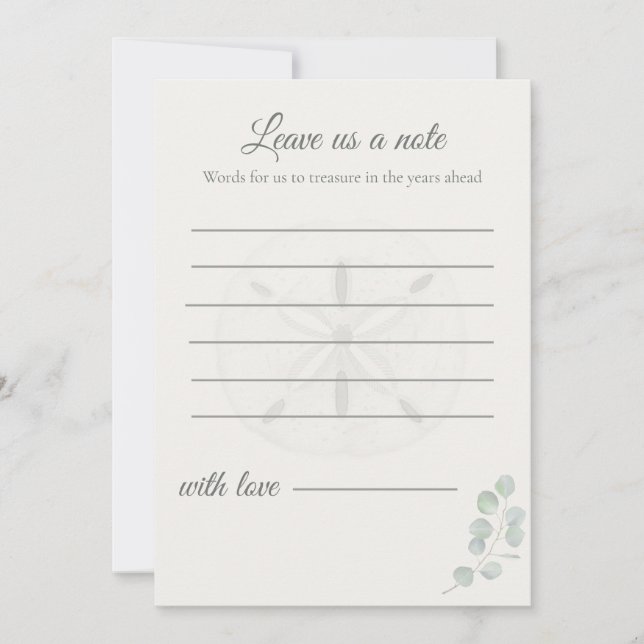 Tarjeta Pequeña Sand Dollar Wedding Message Cards | (Anverso)