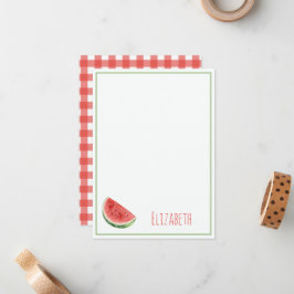 Tarjeta Pequeña Sandía de Verano y Cuadro de Gingham Rojo