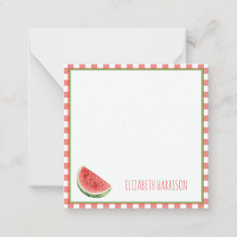 Tarjeta Pequeña Sandía de Verano y Cuadros de Gingham Rojo