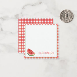 Tarjeta Pequeña Sandía de Verano y Cuadros de Gingham Rojo