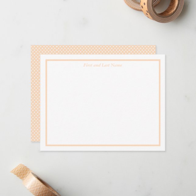 Tarjeta Pequeña Sandy Pale Peach and White Polka Dot Note Cards (Anverso/Reverso In Situ)