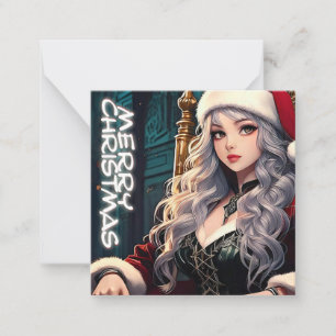 Tarjeta Pequeña Santa de Cabello Plateado – Feliz Navidad