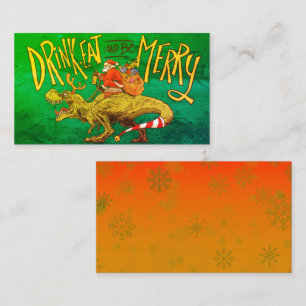 Tarjeta Pequeña Santa montando Trex - Día de Navidad Prehistórico