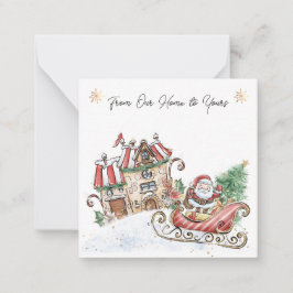 Tarjeta Pequeña Santa Navidad De Nuestra Casa a la Suya