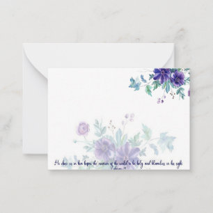 Tarjeta Pequeña Santo e irreprensible, floral de acuarela púrpura