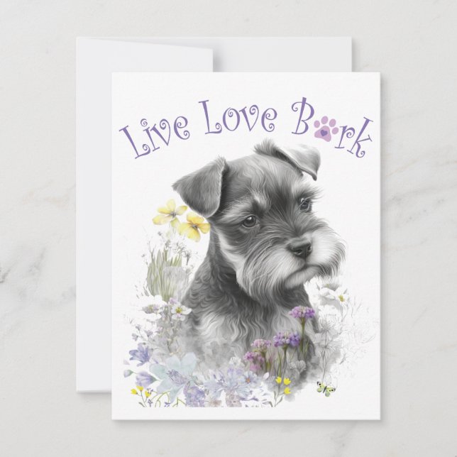 Tarjeta Pequeña Schnauzer Dog Mom Floral (Anverso)