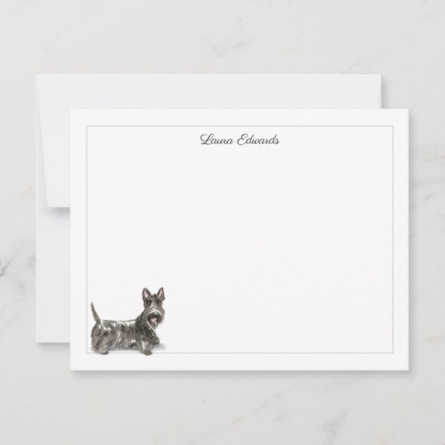 Tarjeta Pequeña Scottish Terrier Gray Border Personalized (Anverso)