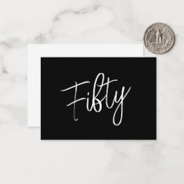 Tarjeta Pequeña Script 50th Birthday Black