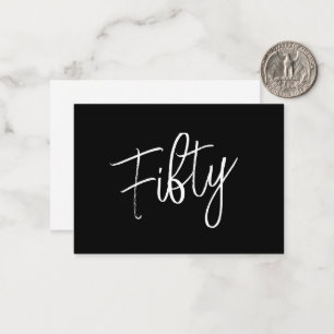 Tarjeta Pequeña Script 50th Birthday Black