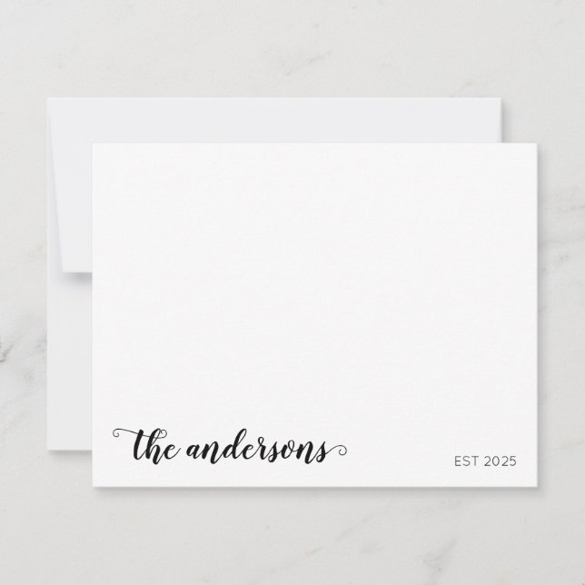 Tarjeta Pequeña Script de nombre de familia personalizado Est Newl (Anverso)