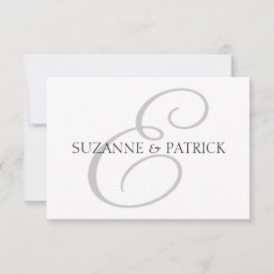 Tarjeta Pequeña Script E Monograma Notecard (Plata / Negro)