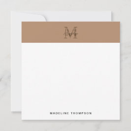Tarjeta Pequeña Script Metallic Taupe Gold Monogram Square