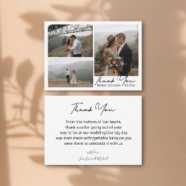 Tarjeta Pequeña script mínimo gracias 3 boda de collage de fotos