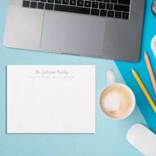 Tarjeta Pequeña Script Ocean Neutral Blue Family Name Stationery