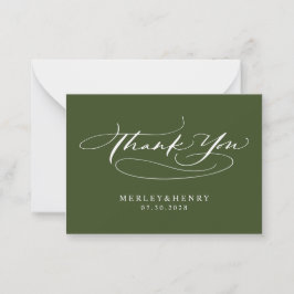 Tarjeta Pequeña Script Olive Green Wedding Budget Thank You