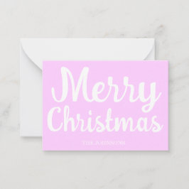 Tarjeta Pequeña Script White Merry Christmas Purple Holiday Card