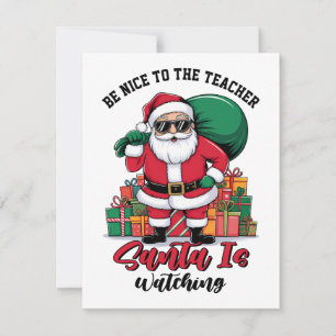 Tarjeta Pequeña Sé Amable Con El Profesor Santa Está Mirando