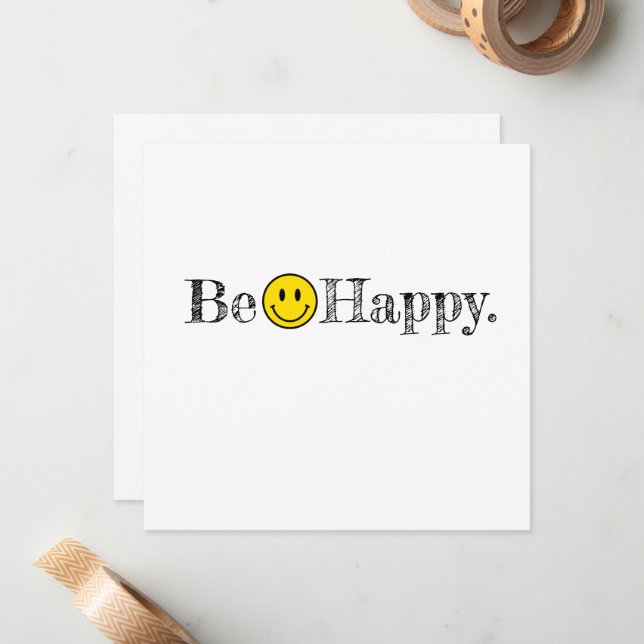 Tarjeta Pequeña Sé feliz tipografía sonrisa Emoji facial (Anverso/Reverso In Situ)