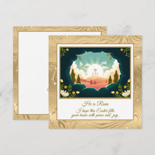 Tarjeta Pequeña Se levanta" Feliz Pascua - Personalizable religios