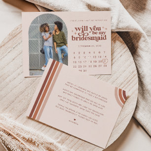 Tarjeta Pequeña Sé mi dama de honor   Foto y calendario