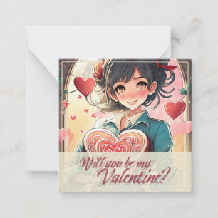 Tarjeta Pequeña Sé Mi San Valentín al Estilo Manga 31470