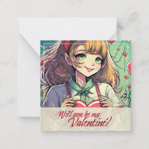 Tarjeta Pequeña Sé mi San Valentín al estilo Manga 33419