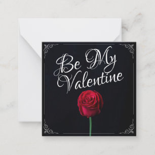 Tarjeta Pequeña Sé Mi San Valentín - Rosa Roja Oscura