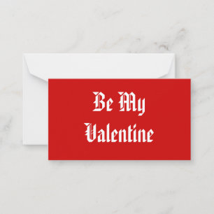 Tarjeta Pequeña Sé Mi Valentín. Día de San Valentín. Rojo y blanco