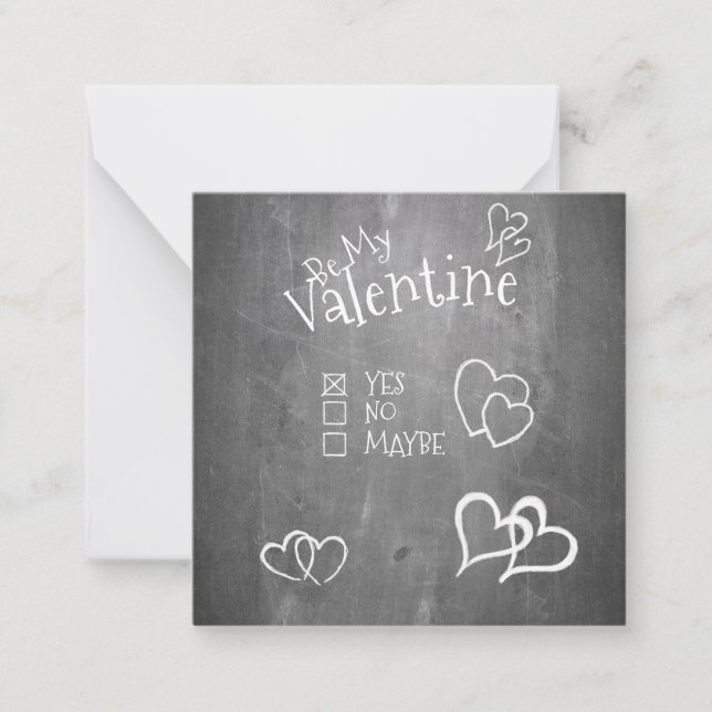 Tarjeta Pequeña Sé mi Valentine en una pizarra de tiza (Anverso)