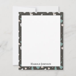 Tarjeta Pequeña Sea Green Grey Glass Chips Terrazzo Pattern Frame