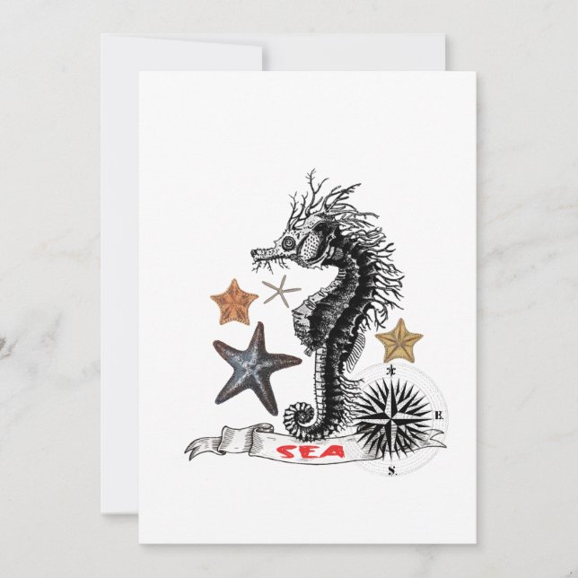 TARJETA PEQUEÑA SEAHORSE CON STARFISH (Anverso)