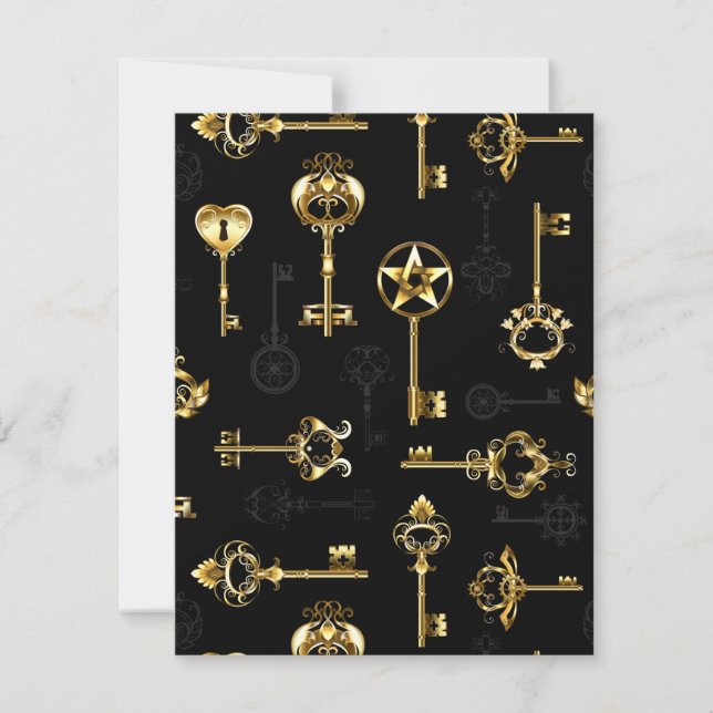 Tarjeta Pequeña Seamless Pattern with Golden Keys (Anverso)