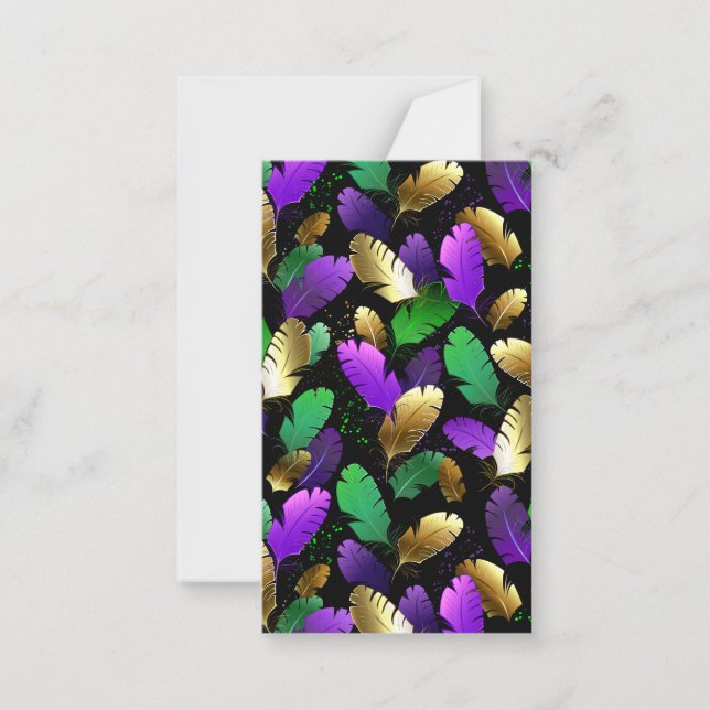Tarjeta Pequeña Seamless Pattern with Mardi Gras feathers (Anverso)